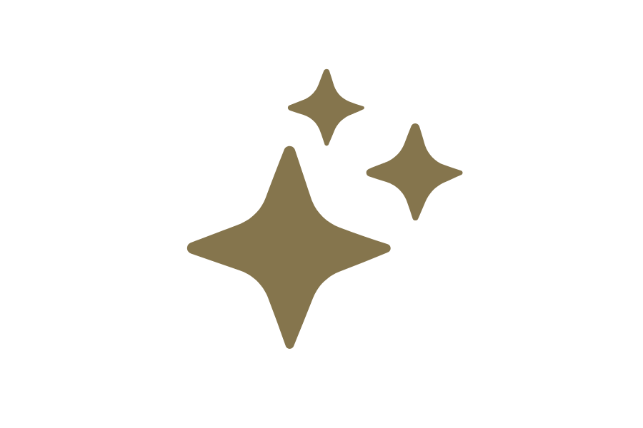 gold AI logo that has three sparkles with a white background